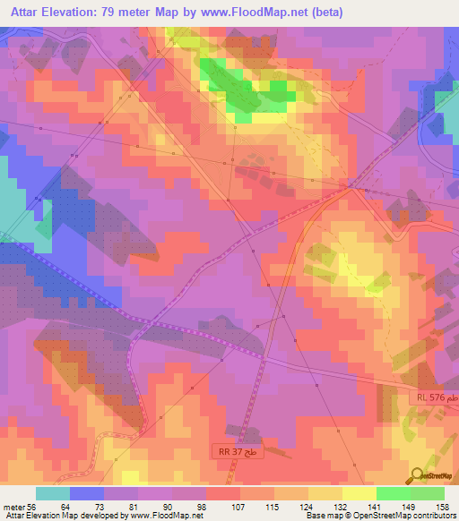 Attar,Tunisia Elevation Map