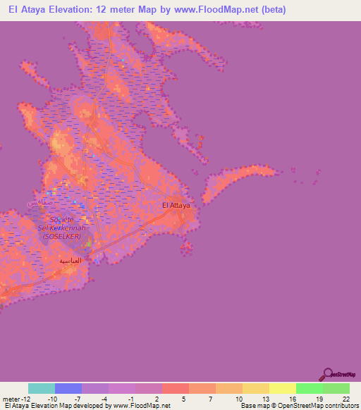 El Ataya,Tunisia Elevation Map