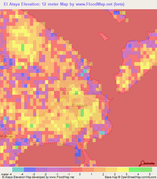 El Ataya,Tunisia Elevation Map