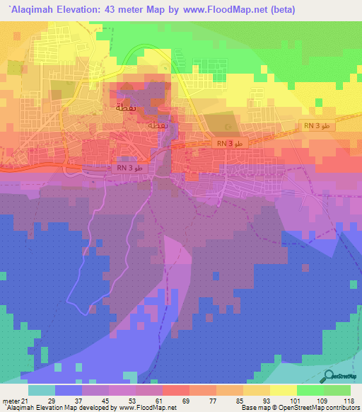 `Alaqimah,Tunisia Elevation Map