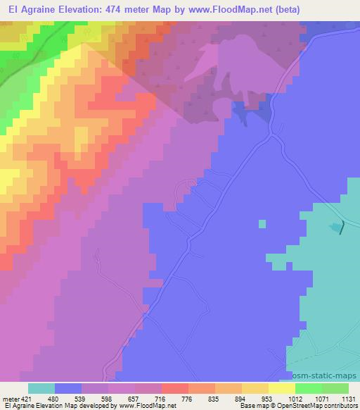 El Agraine,Tunisia Elevation Map