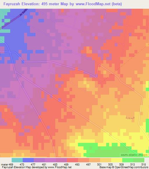 Fayruzah,Syria Elevation Map