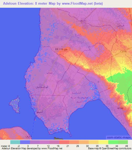 Adeloun,Tunisia Elevation Map
