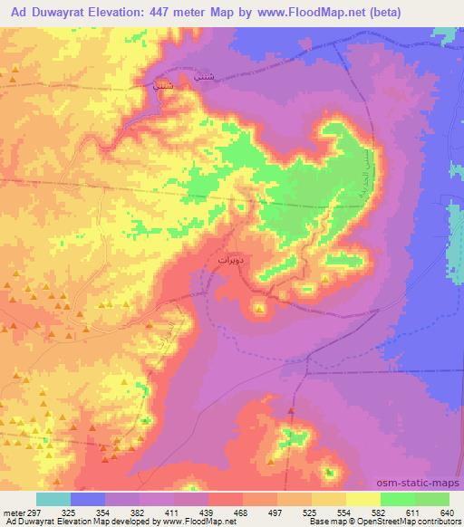 Ad Duwayrat,Tunisia Elevation Map