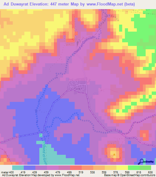 Ad Duwayrat,Tunisia Elevation Map