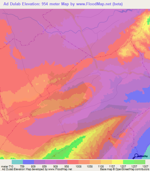 Ad Dulab,Tunisia Elevation Map