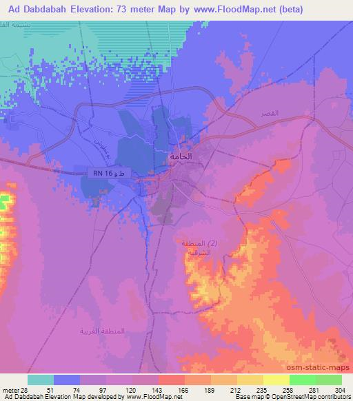 Ad Dabdabah,Tunisia Elevation Map