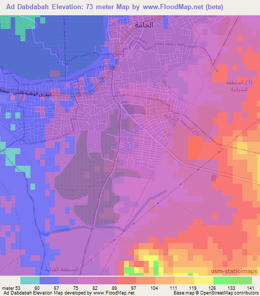Ad Dabdabah,Tunisia Elevation Map