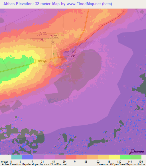Abbes,Tunisia Elevation Map