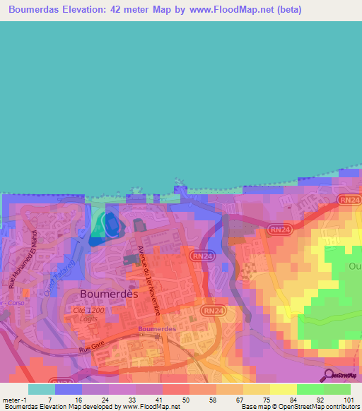 Boumerdas,Algeria Elevation Map