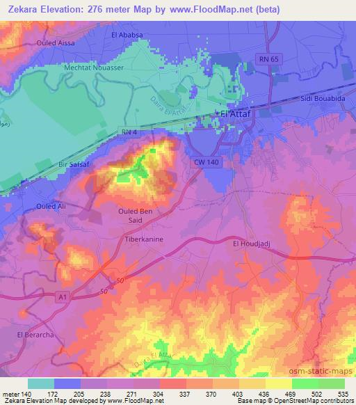 Zekara,Algeria Elevation Map