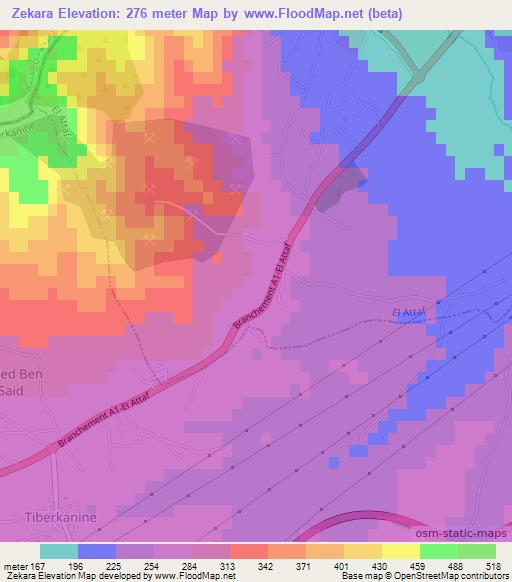 Zekara,Algeria Elevation Map