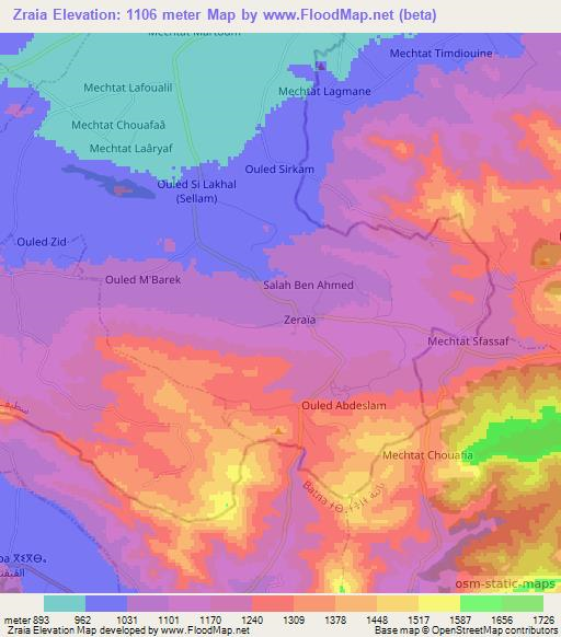Zraia,Algeria Elevation Map
