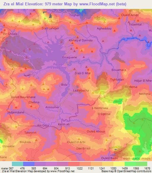 Zra el Mial,Algeria Elevation Map