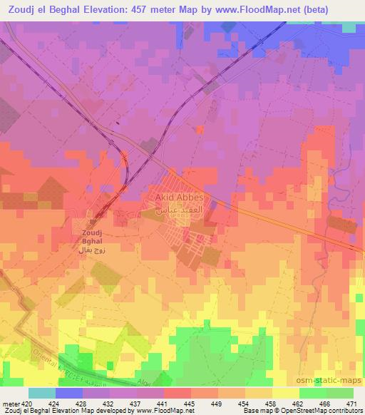 Zoudj el Beghal,Algeria Elevation Map
