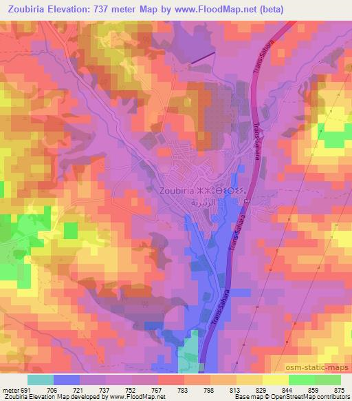 Zoubiria,Algeria Elevation Map