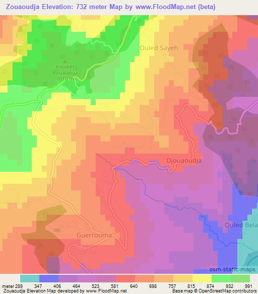 Zouaoudja,Algeria Elevation Map