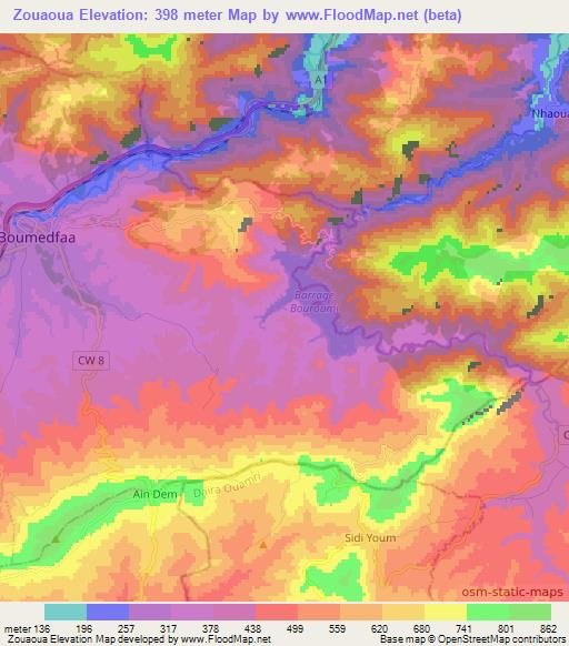 Zouaoua,Algeria Elevation Map