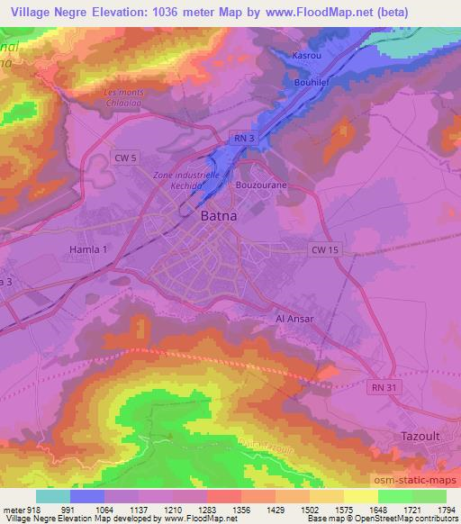 Village Negre,Algeria Elevation Map