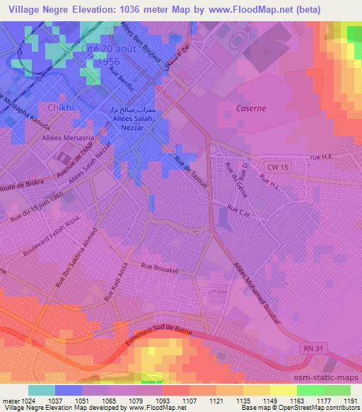 Village Negre,Algeria Elevation Map