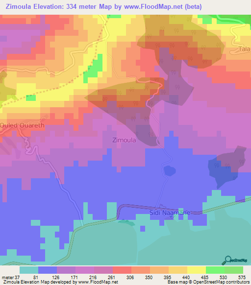 Zimoula,Algeria Elevation Map