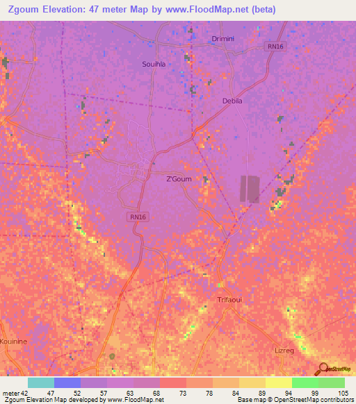 Zgoum,Algeria Elevation Map