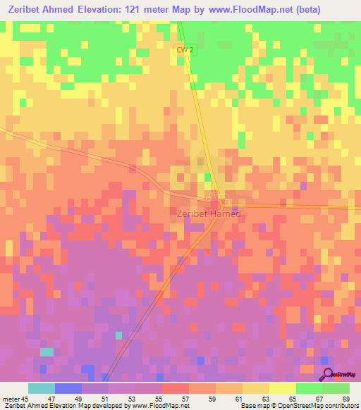 Zeribet Ahmed,Algeria Elevation Map