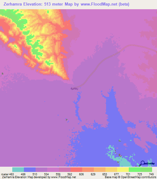 Zerhamra,Algeria Elevation Map