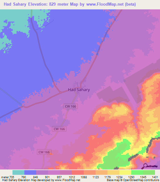 Had Sahary,Algeria Elevation Map