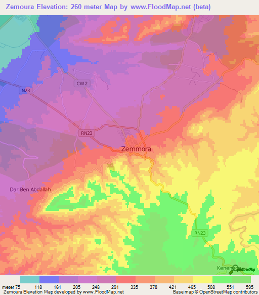 Zemoura,Algeria Elevation Map