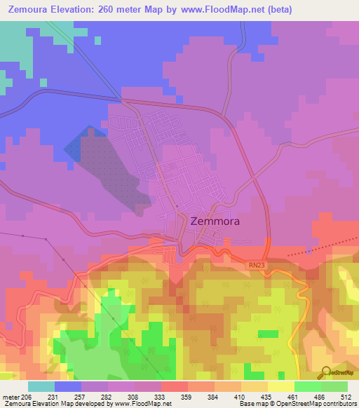 Zemoura,Algeria Elevation Map