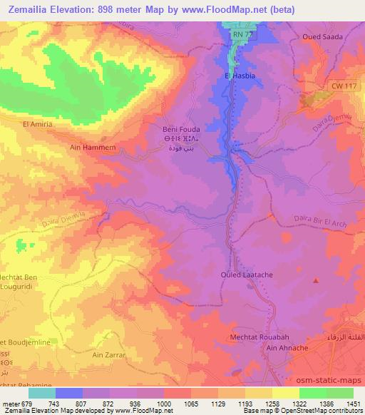 Zemailia,Algeria Elevation Map