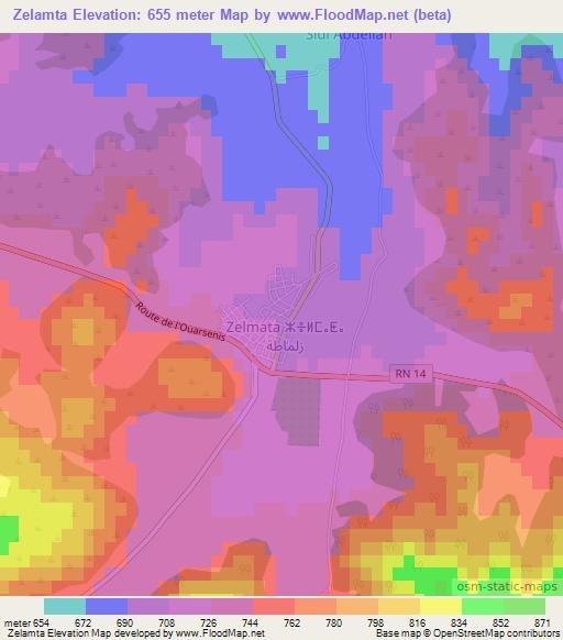 Zelamta,Algeria Elevation Map