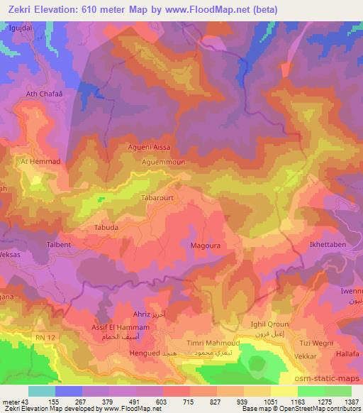 Zekri,Algeria Elevation Map