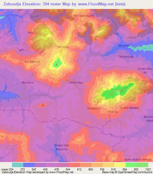 Zeboudja,Algeria Elevation Map
