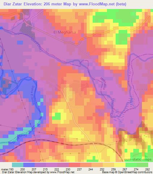 Diar Zatar,Algeria Elevation Map