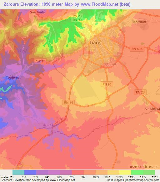 Zaroura,Algeria Elevation Map