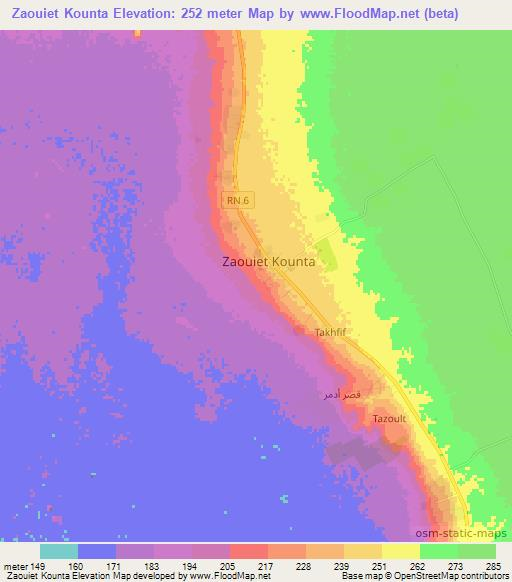 Zaouiet Kounta,Algeria Elevation Map