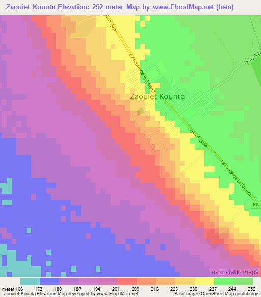 Zaouiet Kounta,Algeria Elevation Map