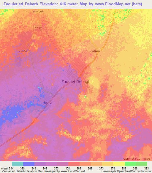 Zaouiet ed Debarh,Algeria Elevation Map