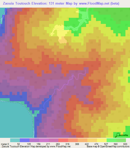 Zaouia Toutouch,Algeria Elevation Map