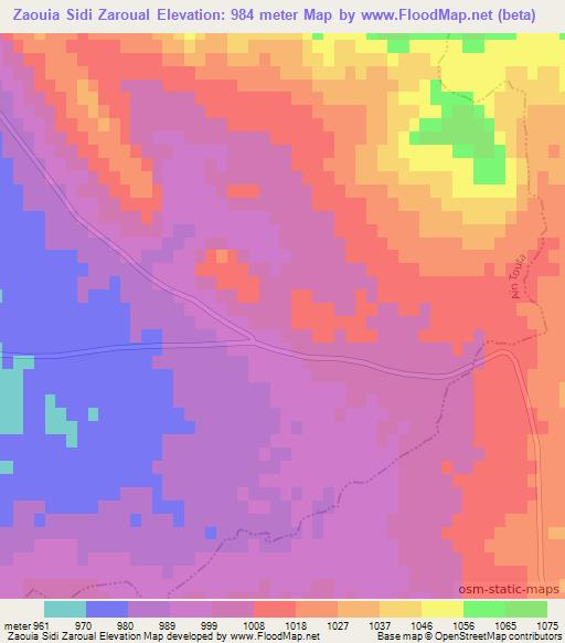 Zaouia Sidi Zaroual,Algeria Elevation Map