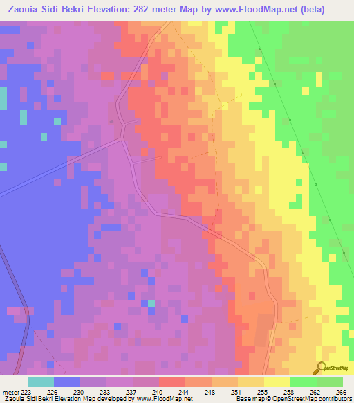 Zaouia Sidi Bekri,Algeria Elevation Map