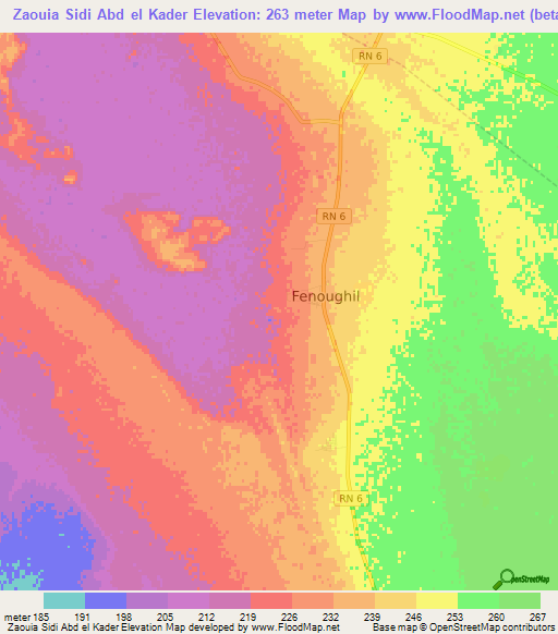 Zaouia Sidi Abd el Kader,Algeria Elevation Map