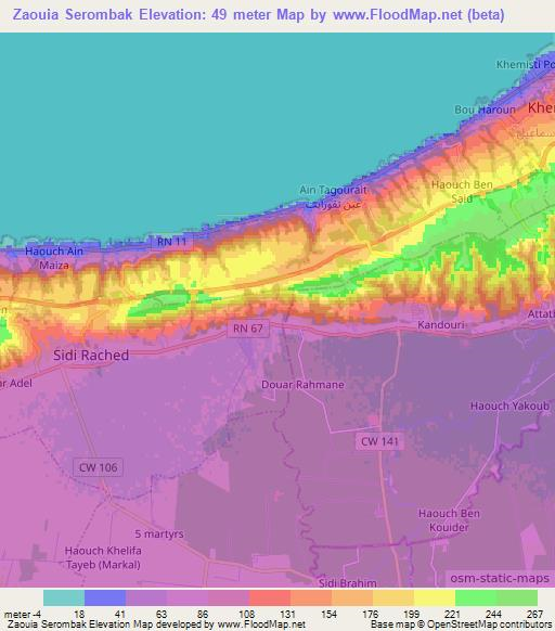 Zaouia Serombak,Algeria Elevation Map