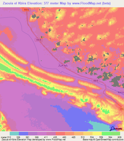 Zaouia el Kbira,Algeria Elevation Map