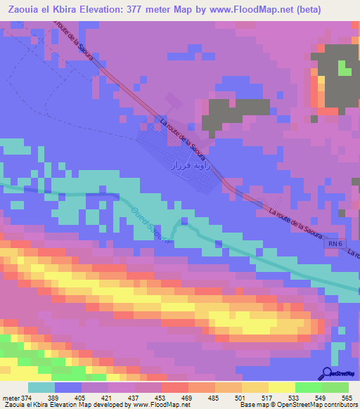 Zaouia el Kbira,Algeria Elevation Map
