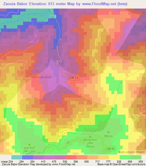 Zaouia Babor,Algeria Elevation Map