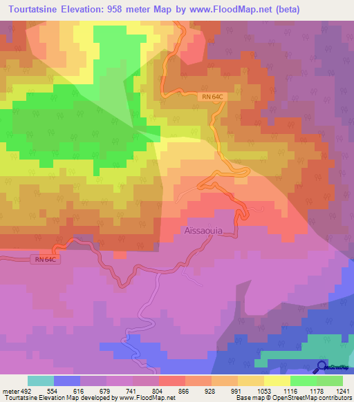 Tourtatsine,Algeria Elevation Map