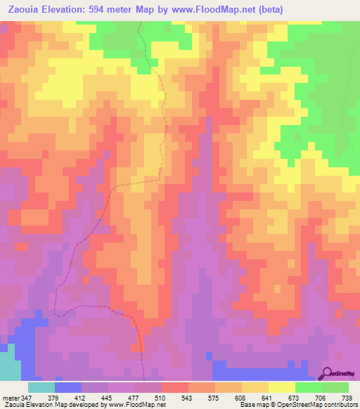 Zaouia,Algeria Elevation Map